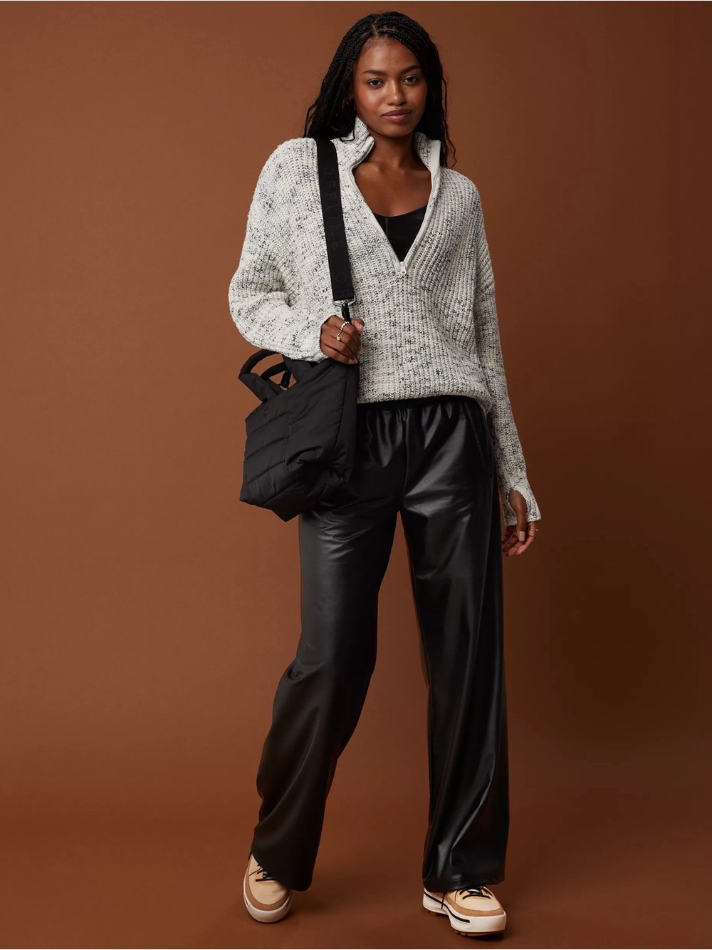 Women’s Aerie OFFLINE Real Luxe Faux Leather Wide Leg Pant Size XS
